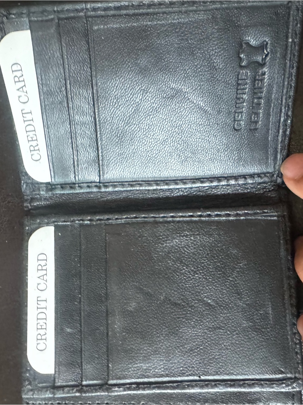 Black Genuine Leather Money Clip Card Holder